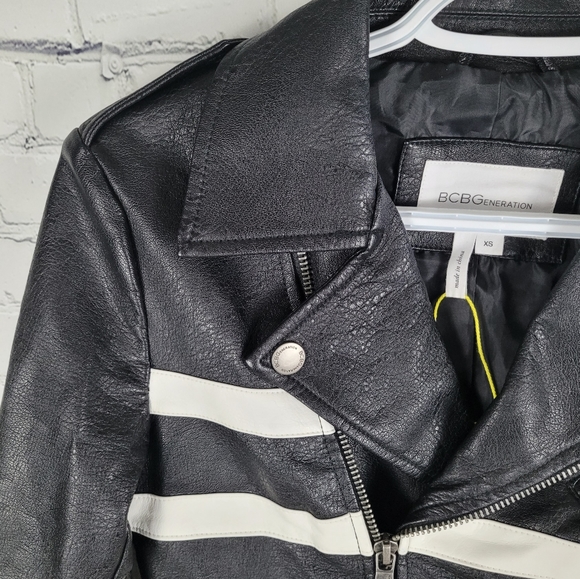 BCBGENERATION | striped faux leather biker moto jacket - Picture 2 of 10